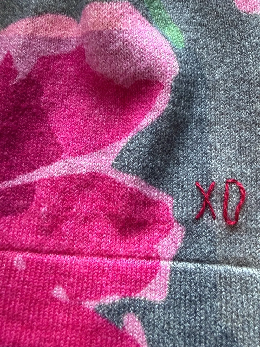 FRANCES VALENTINE Darling Cardigan Dutch Tulip Gray Pink Floral Sweater S - Picture 14 of 14